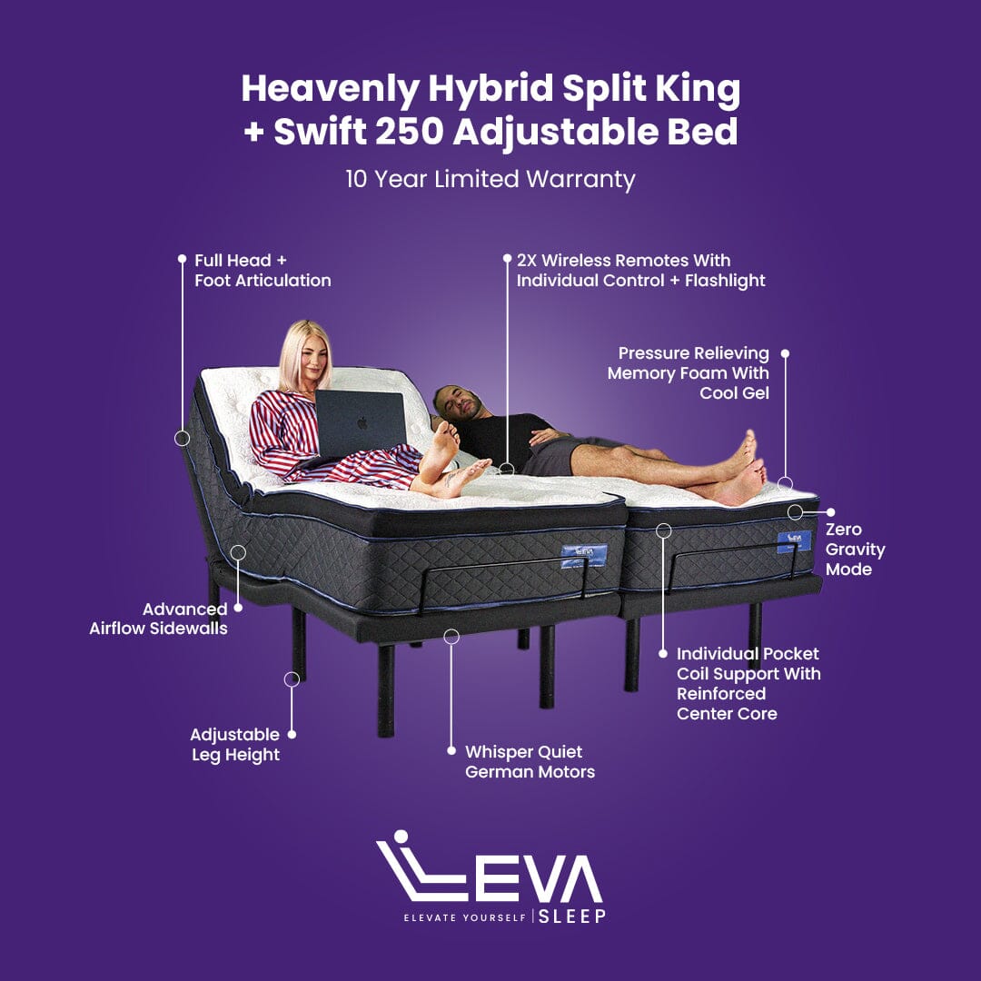 Heavenly Hybrid Split Queen Adjustable Bed